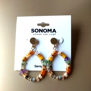 Sonoma Multi Color Beaded Hoop Earrings NWT